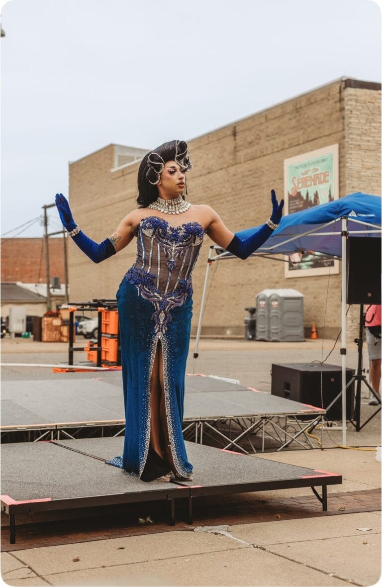 Pride event attendee in downtown Oskaloosa