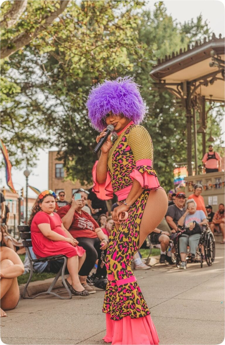 Pride celebration performance in downtown Oskaloosa